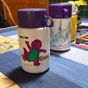 Thermos Barney White Bottle with Purple Lid